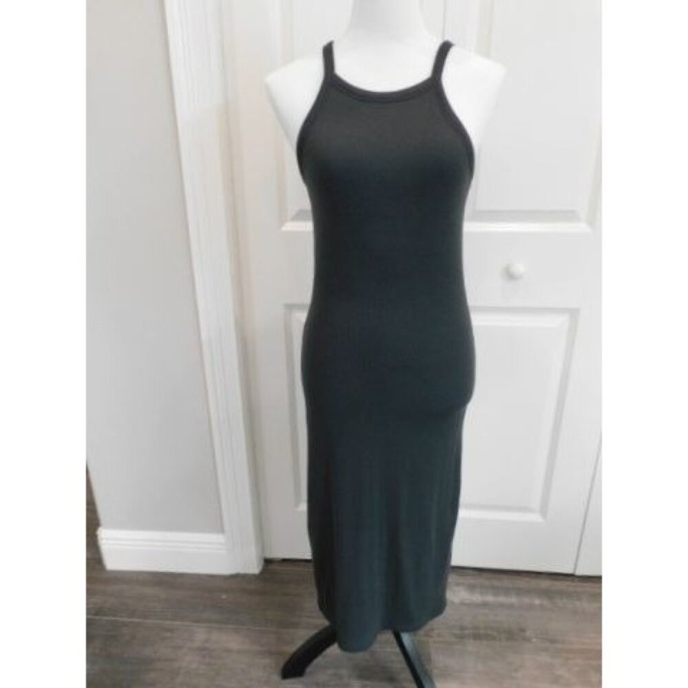 ATM Ribbed bodycon Tank Halter Dress NWT Size MEDIUM COAL Grey - Picture 2 of 13